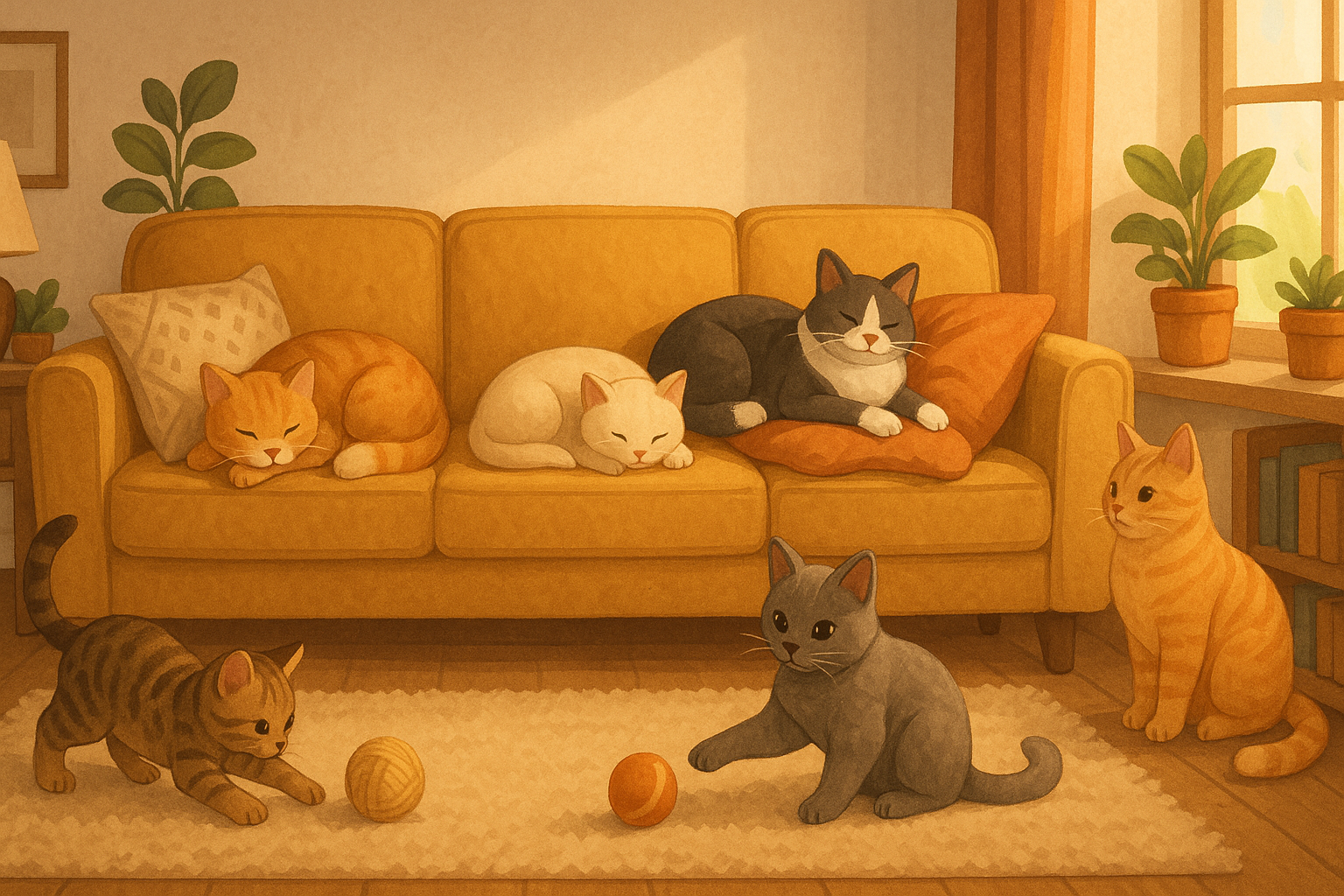 create an banner with cats at hoem